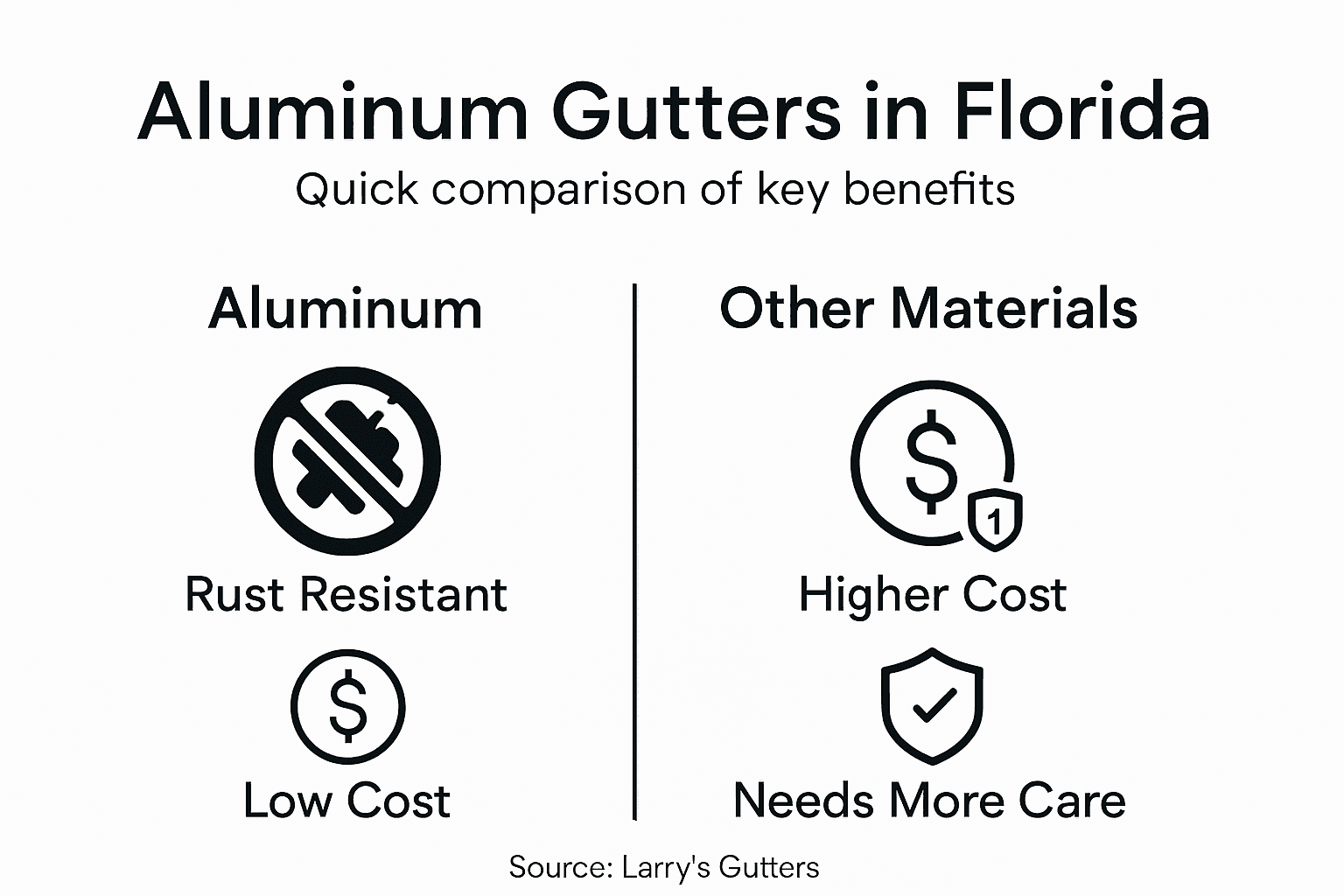 Infographic comparing aluminum vs other gutter materials