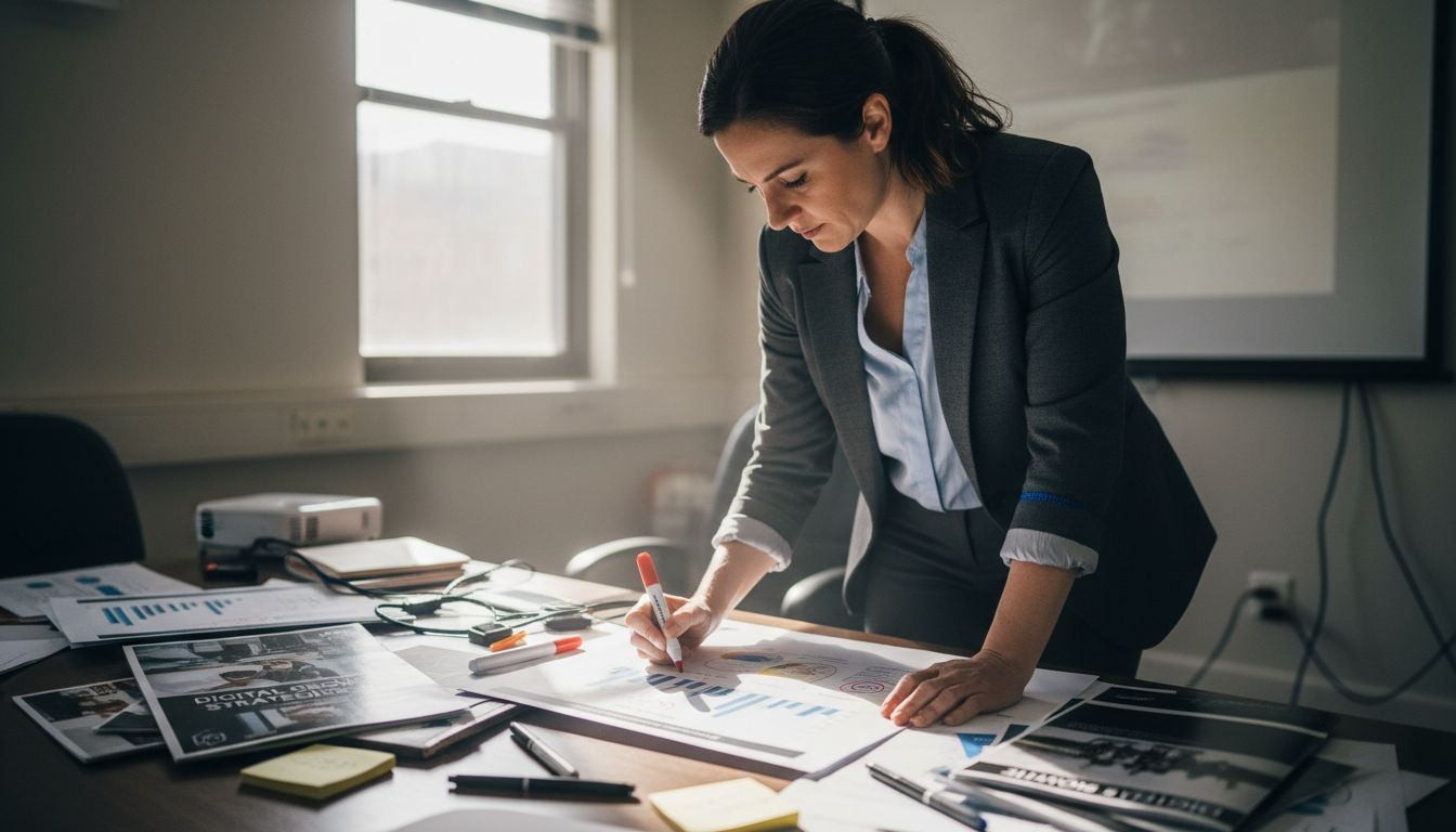 Marketing manager reviewing service SEO website audit