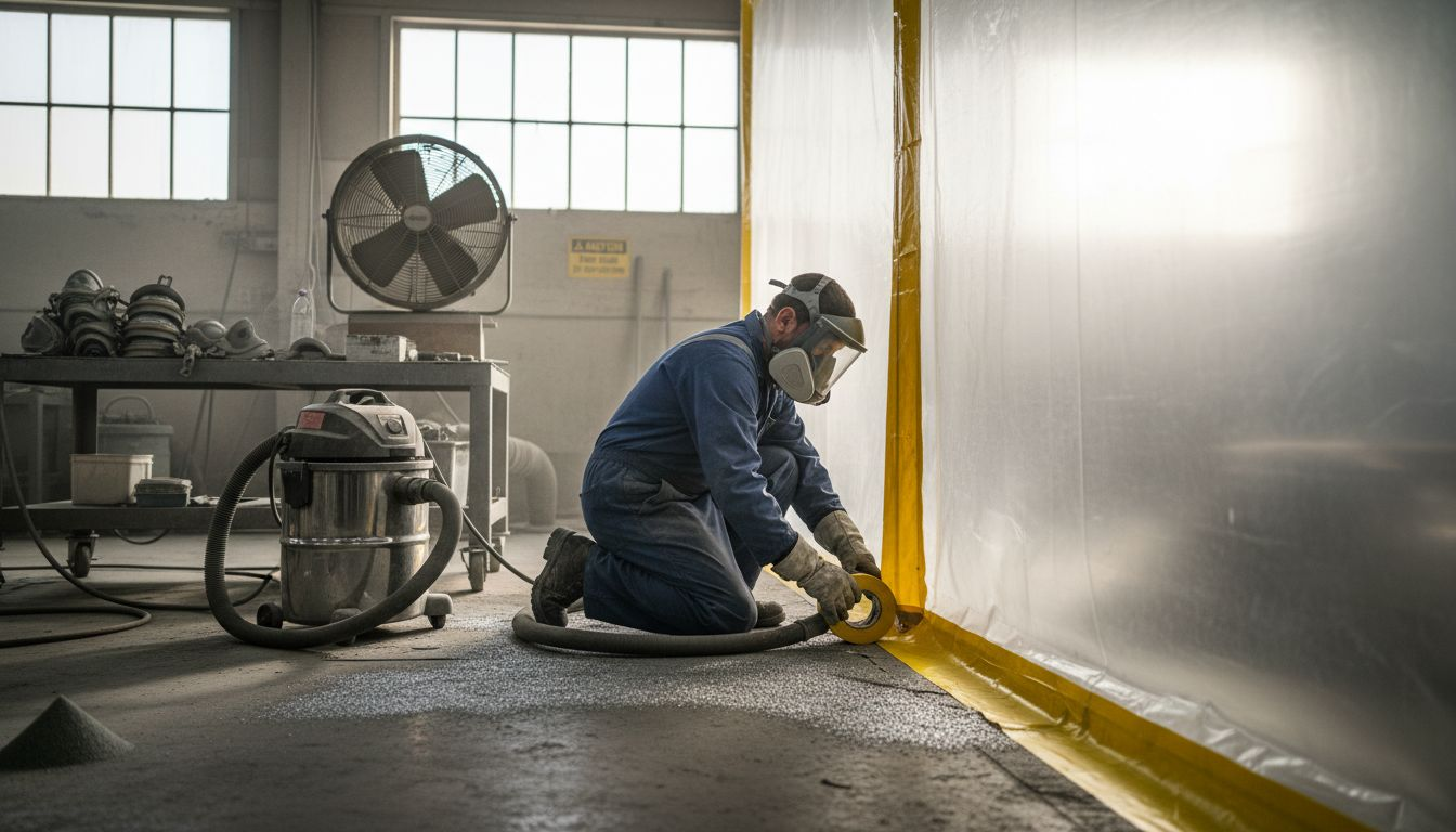 Worker sealing area for safe sandblasting