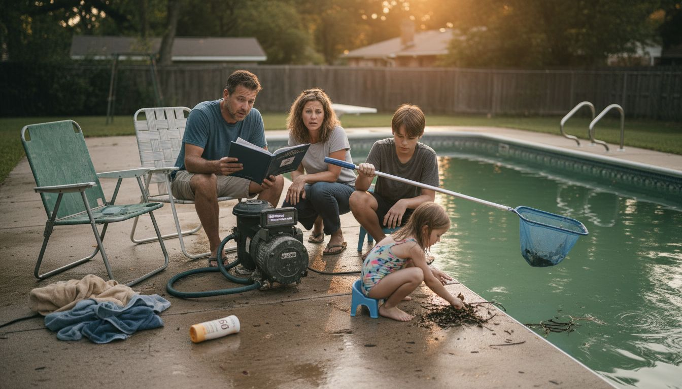 Family addressing cloudy pool and equipment issues