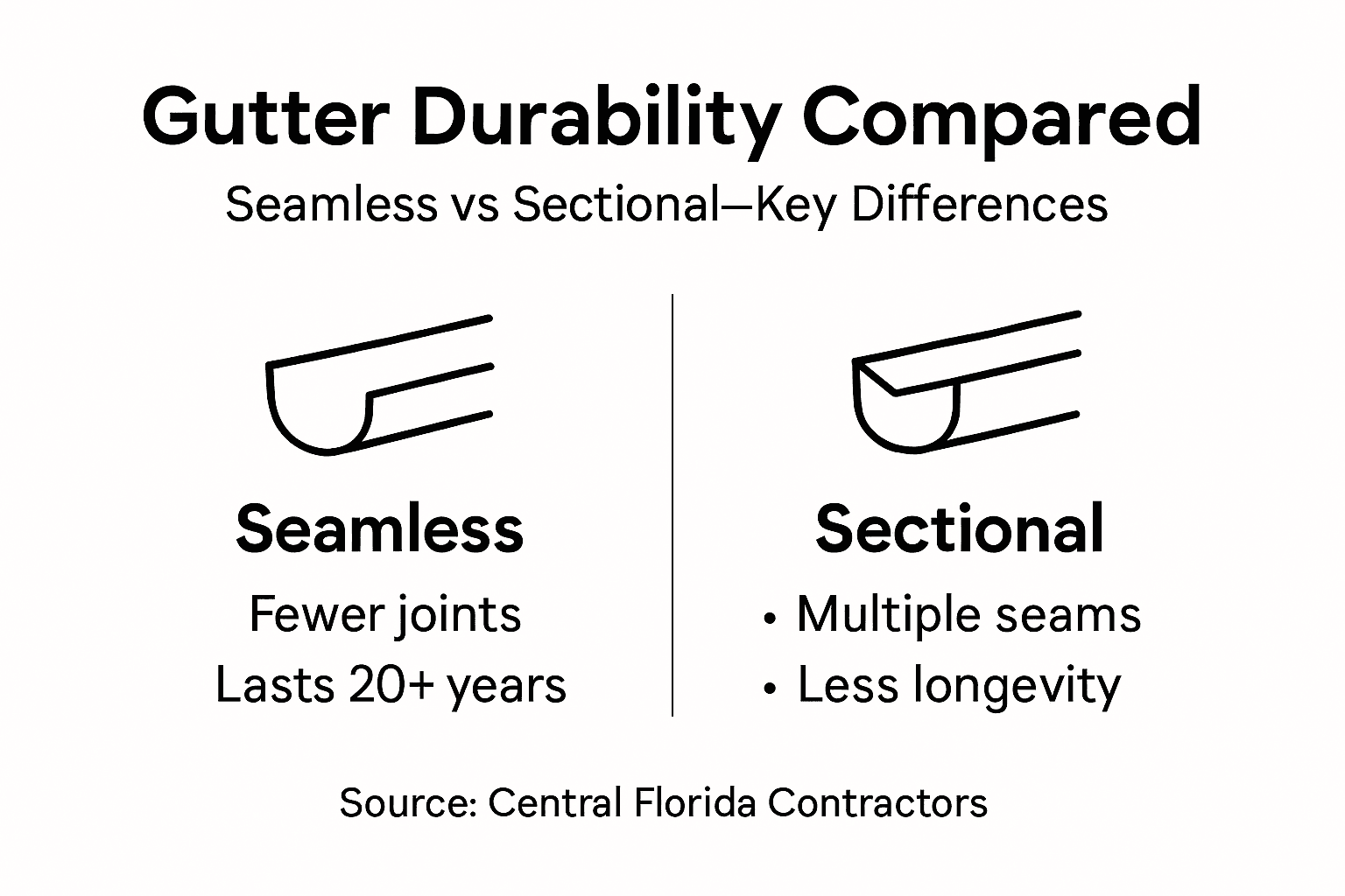 Infographic comparing gutter durability features