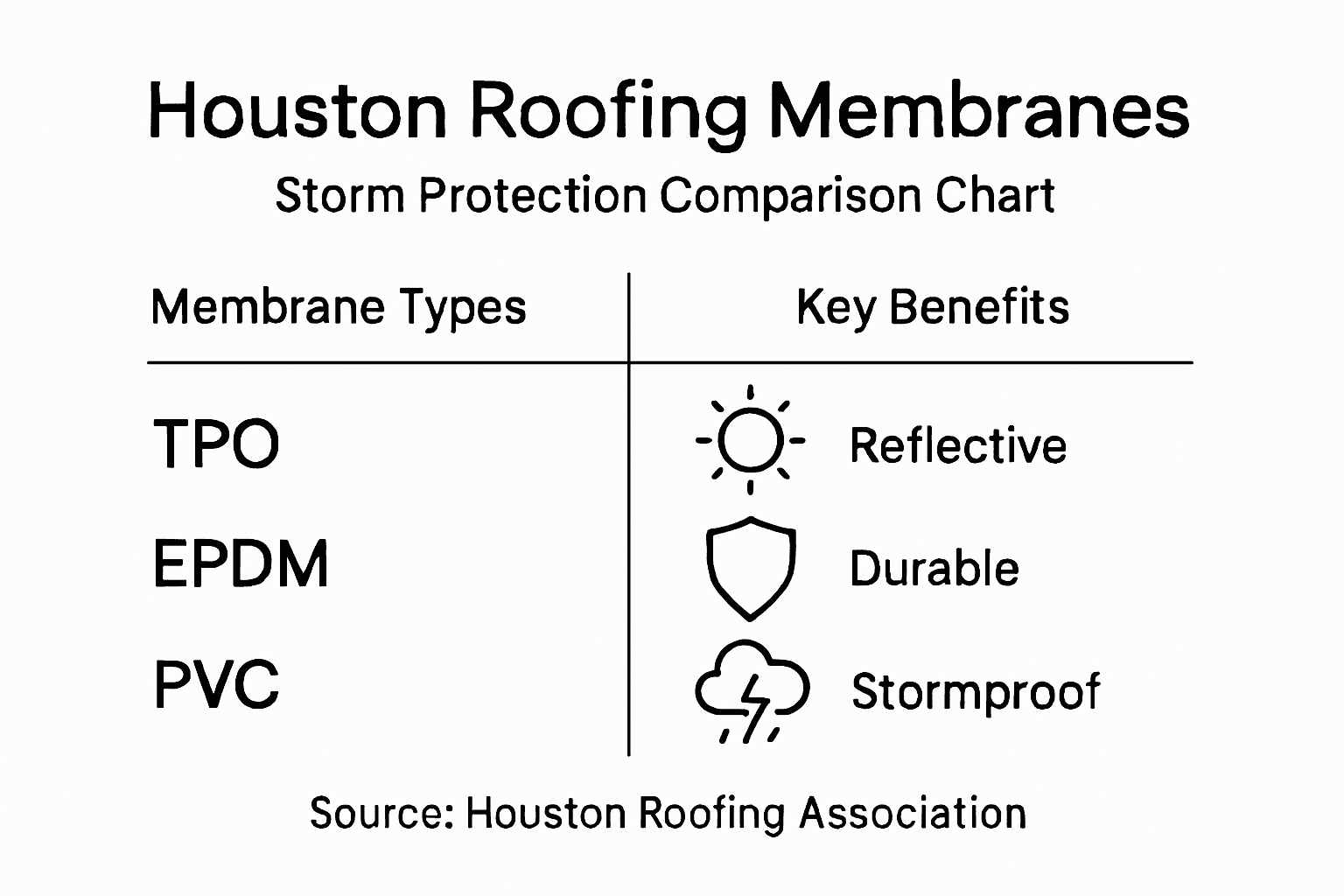 Infographic comparing Houston roof membrane types
