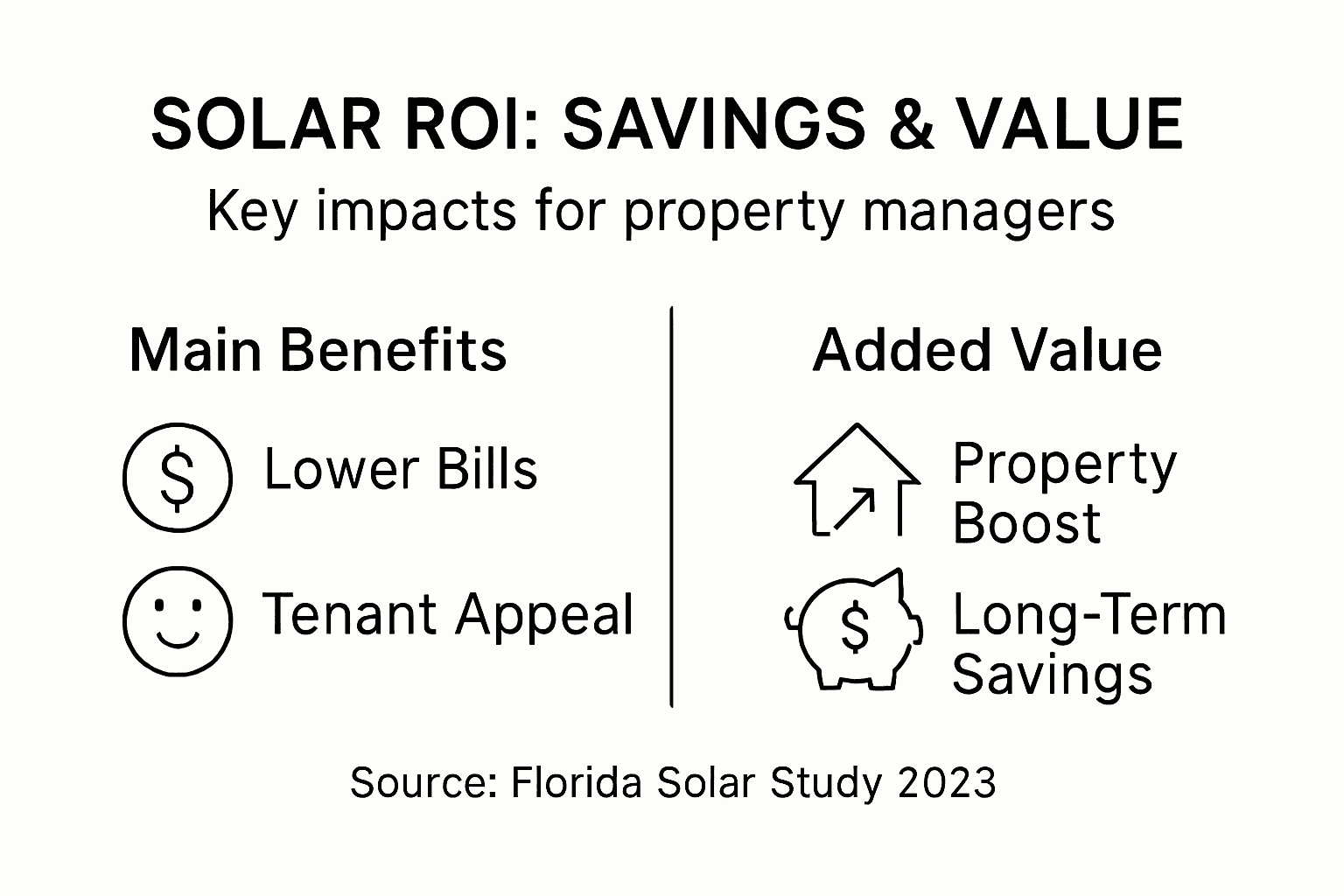 Solar Power in Property Management: Savings and Value 2 Infographic showing solar savings and property value