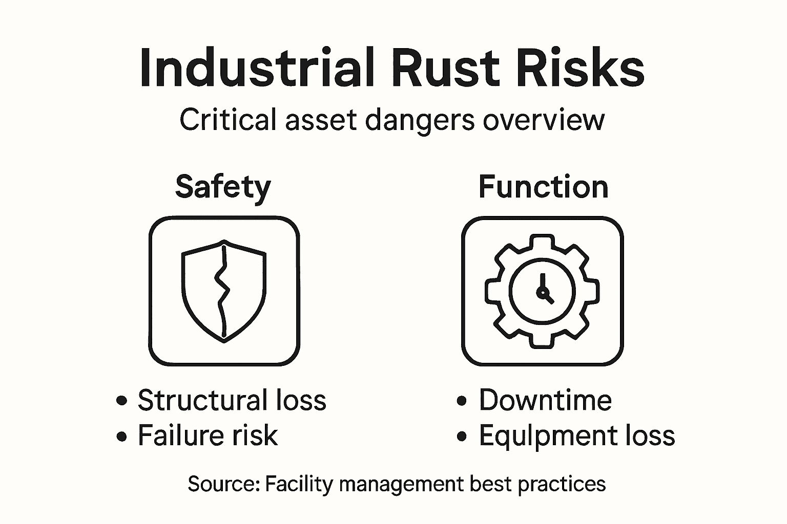 Infographic showing rust risks and asset dangers