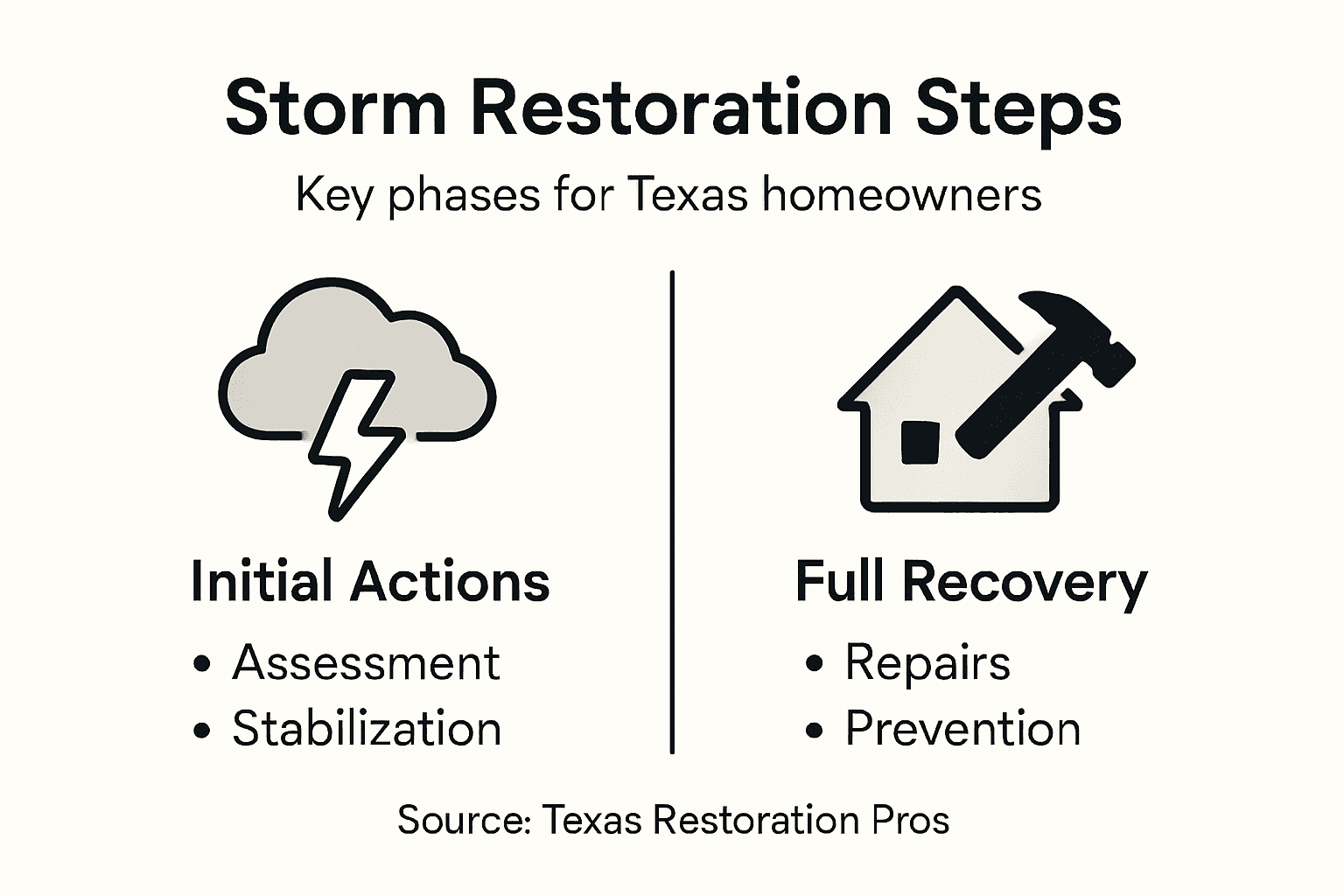 Infographic showing storm restoration process steps