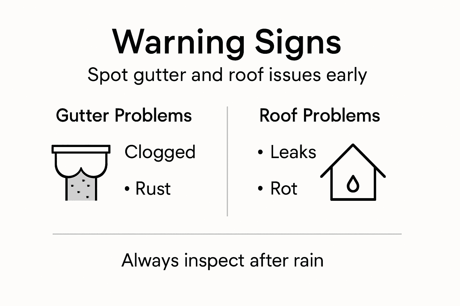 Infographic on gutter and roof warning signs