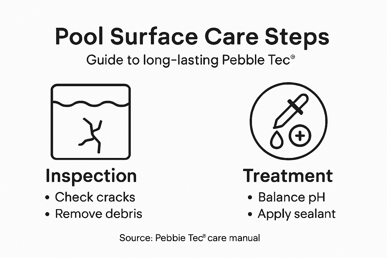 Infographic showing pool surface maintenance steps