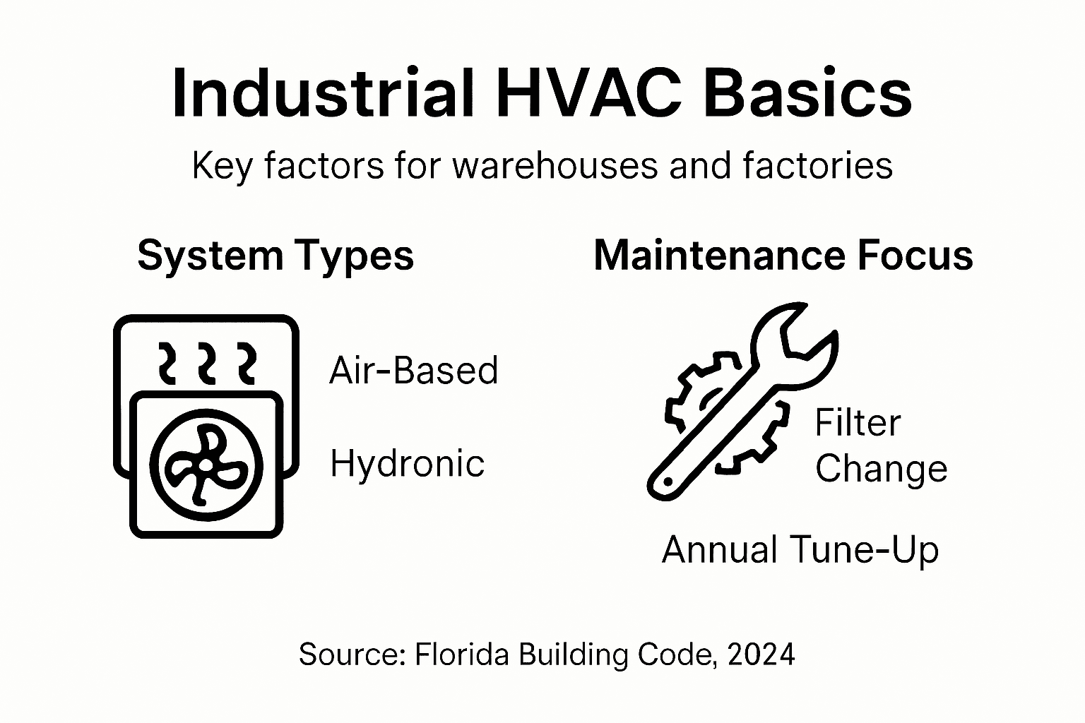 Infographic showing HVAC types and maintenance
