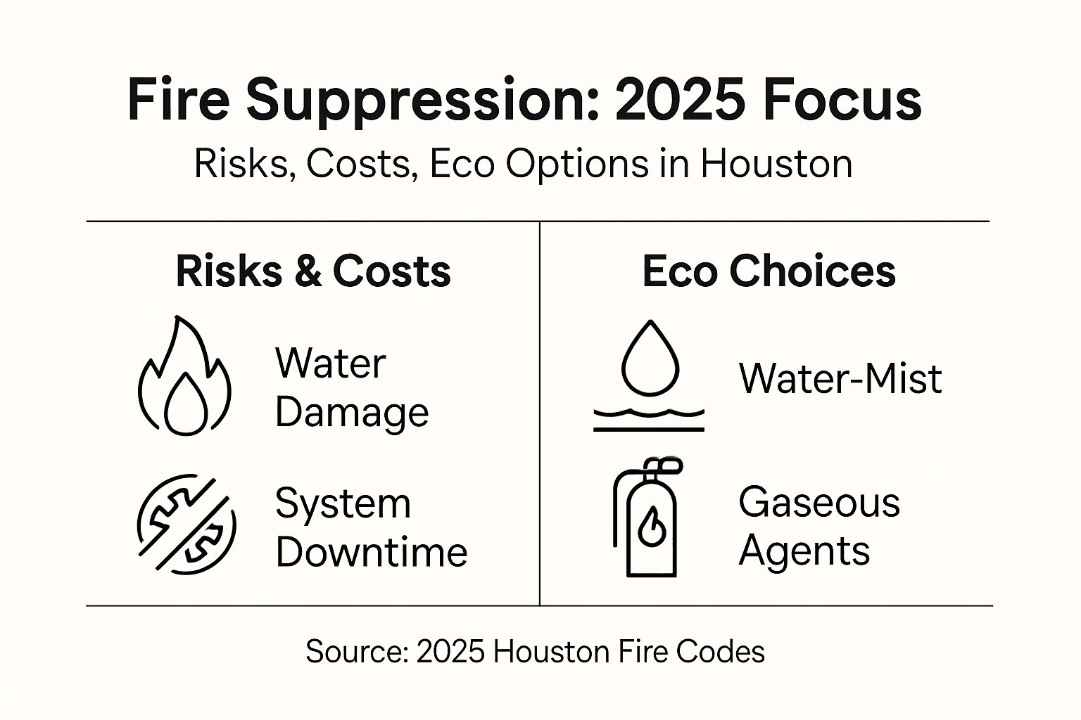 Infographic on fire suppression risks and eco options