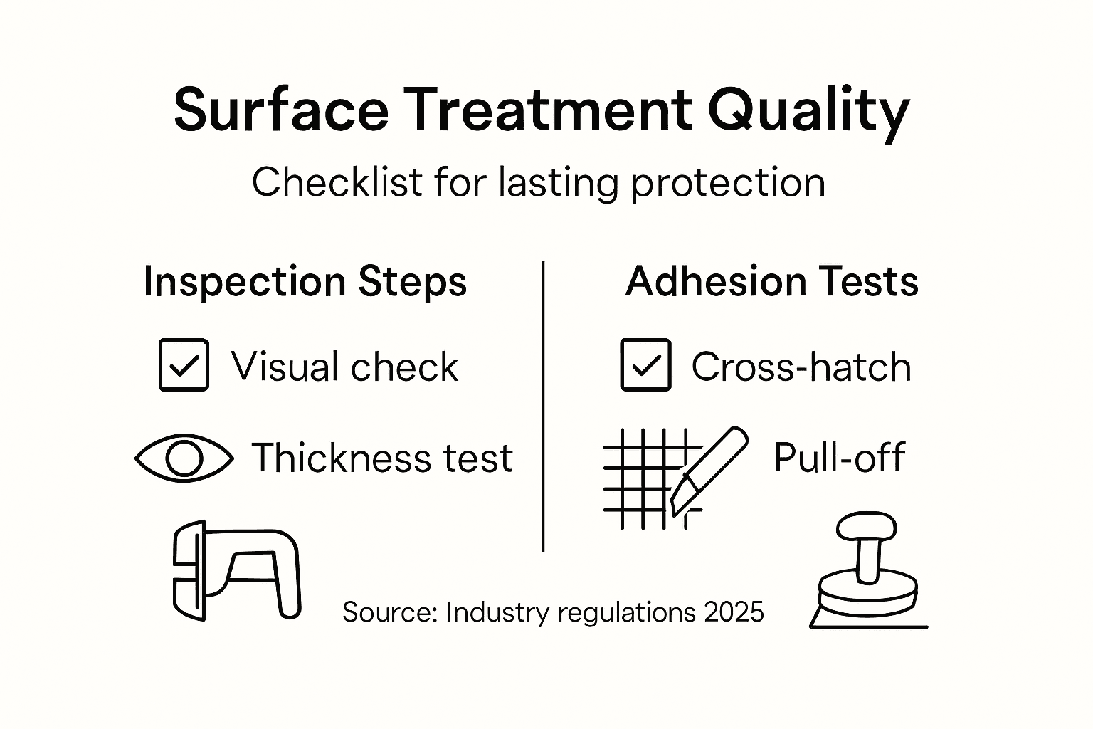 Infographic showing surface treatment quality checks