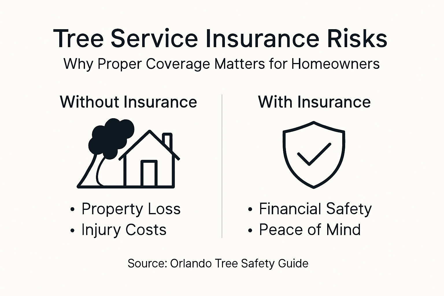 Insured Tree Service – Why It Protects Orlando Homeowners 2 Infographic comparing insured and uninsured tree service risks
