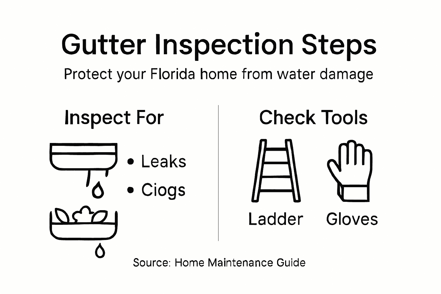 Infographic showing gutter inspection steps