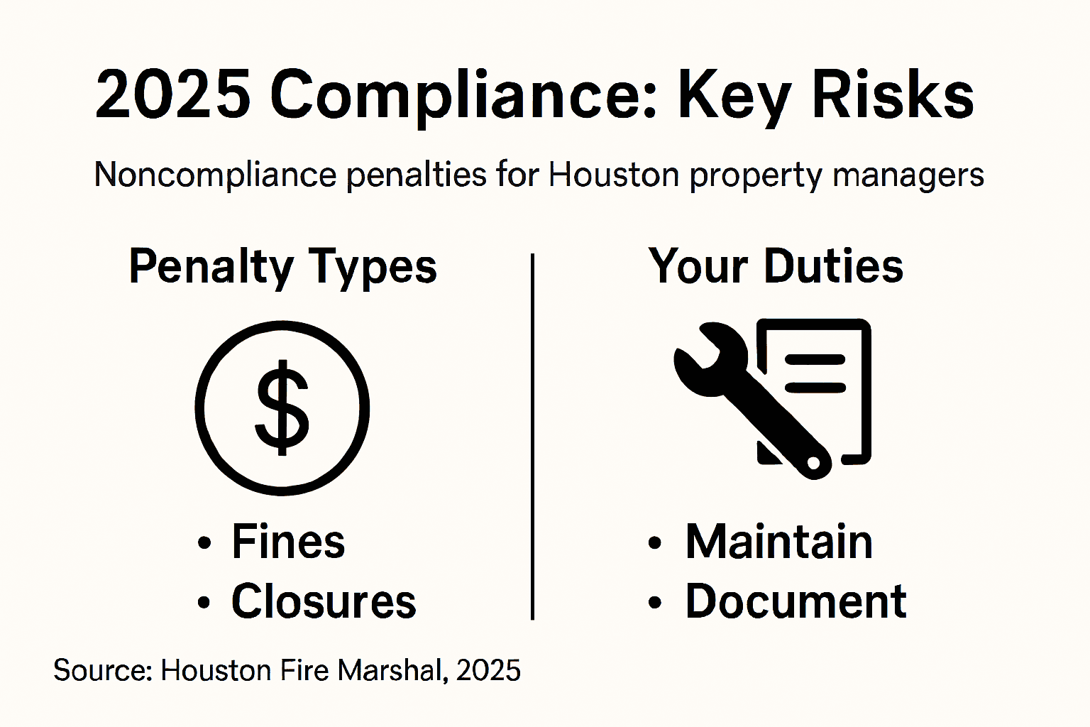 Infographic of fire compliance penalties and duties