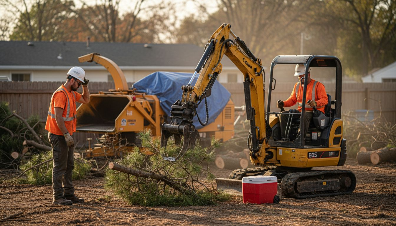 Complete Land Clearing Guide for Central Florida Homes 1 Workers removing trees Central Florida yard
