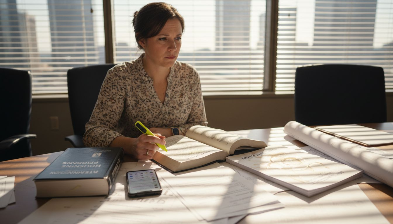 Property manager reviewing Houston fire codes