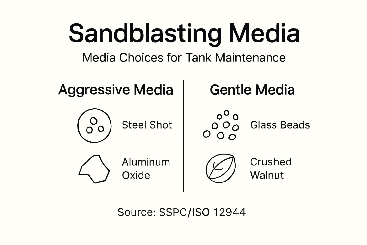 Infographic sandblasting media options for tanks