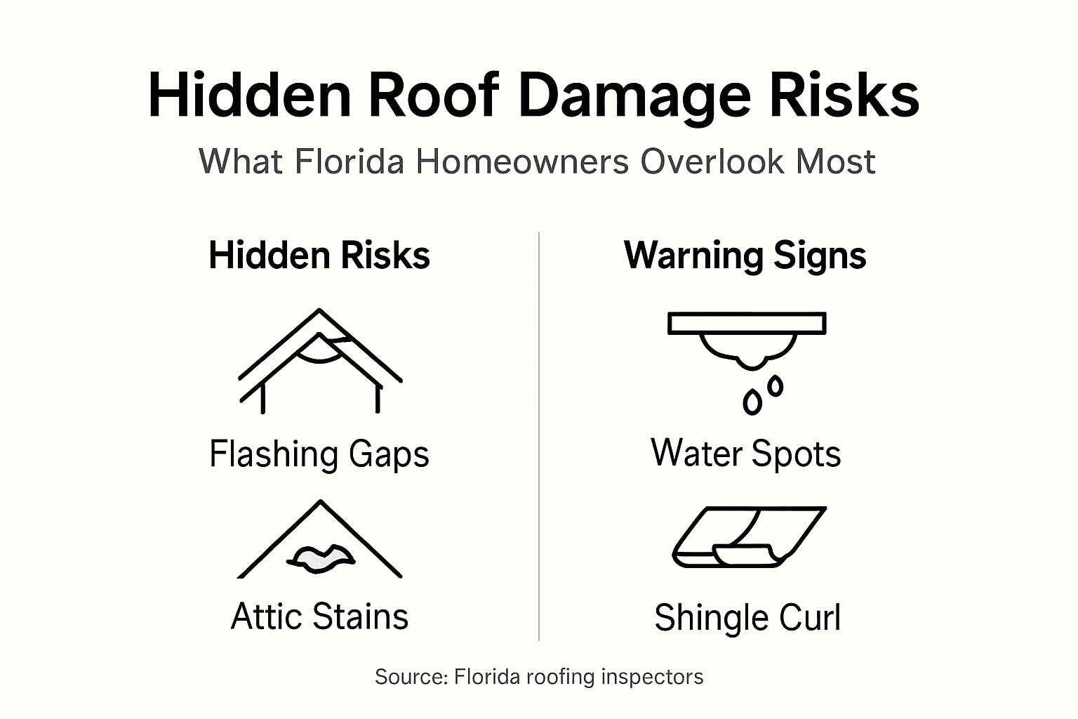Infographic showing hidden roof damage risks and signs