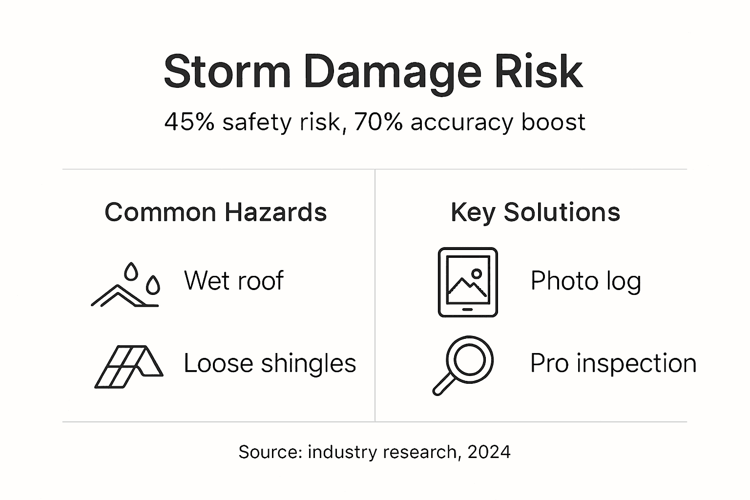 Infographic showing roof damage risks and solutions