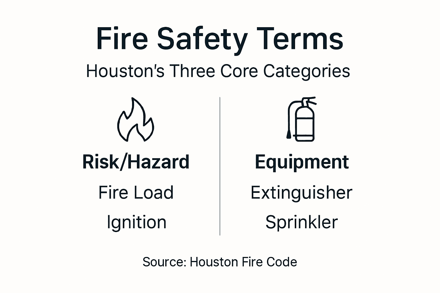 Infographic showing categories of fire safety terms
