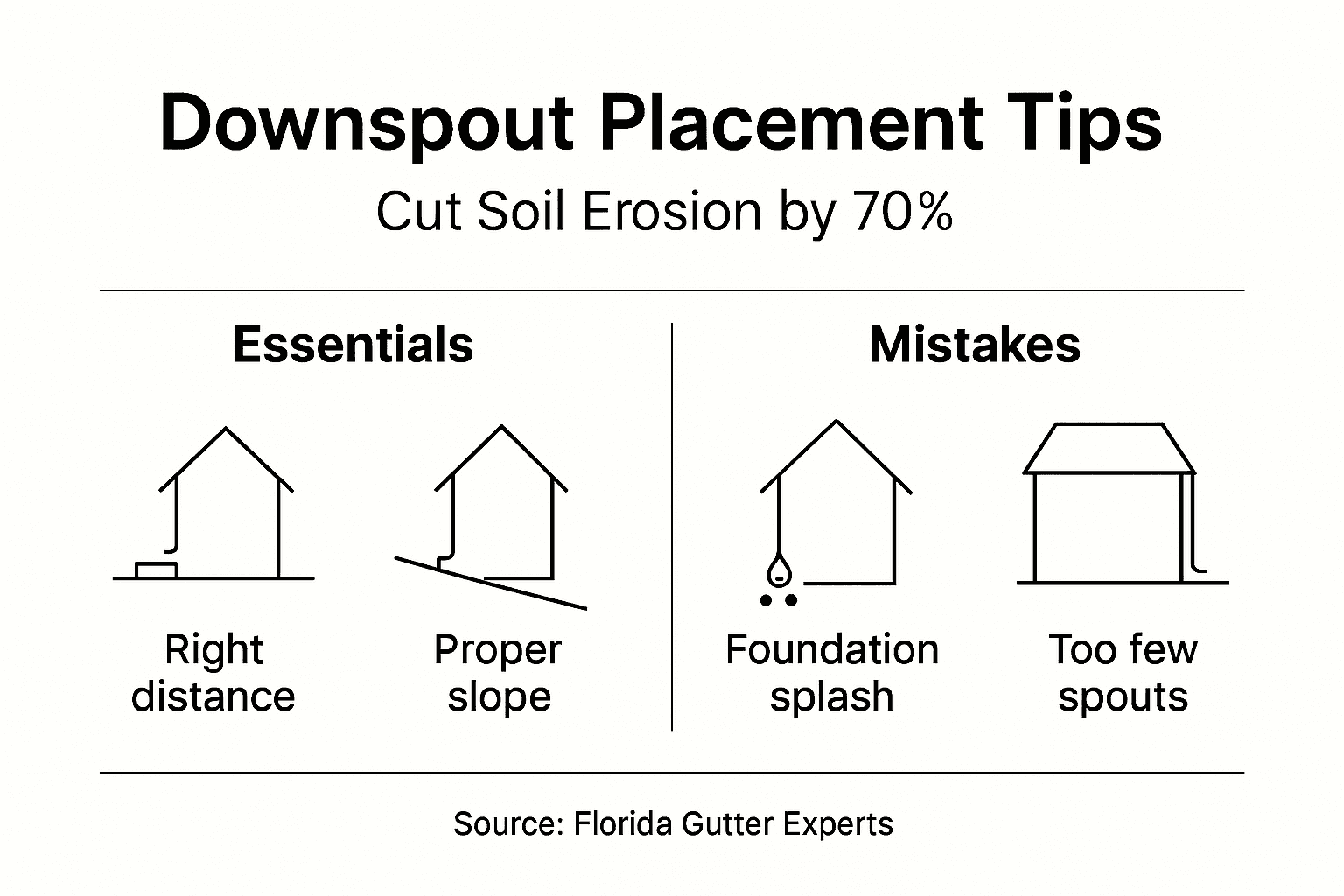 Infographic comparing downspout strategies and results