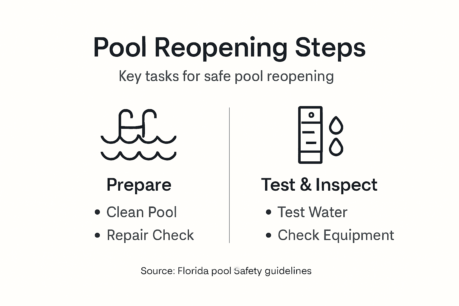 Infographic summarizing Florida pool reopening steps