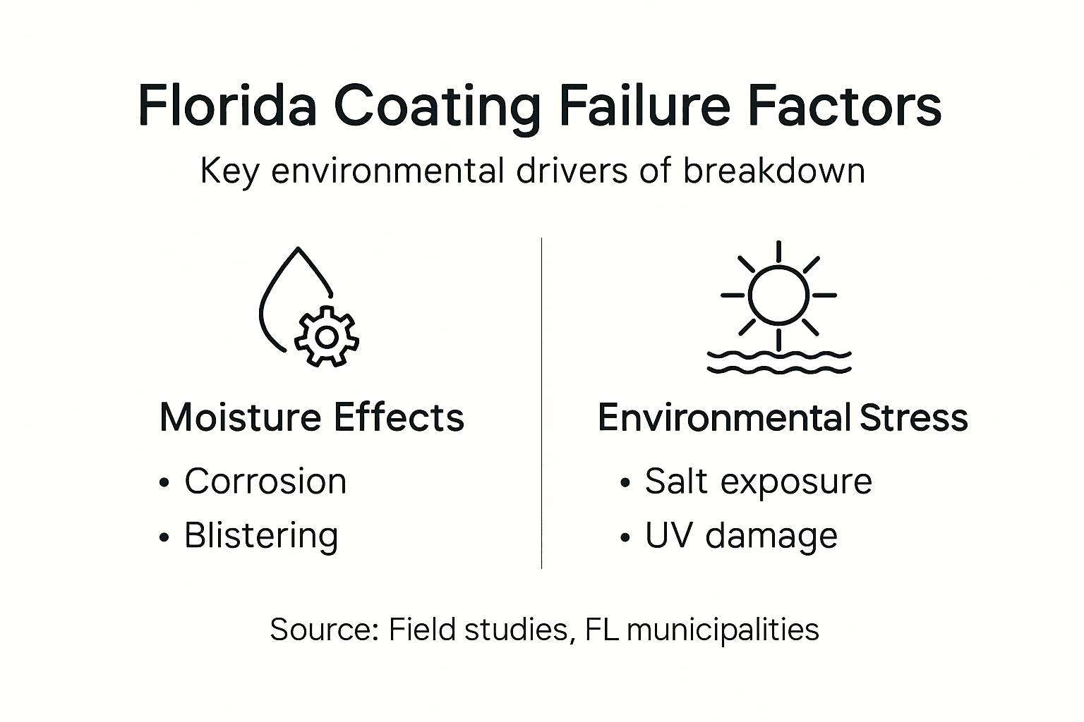 Infographic showing causes of coating failures