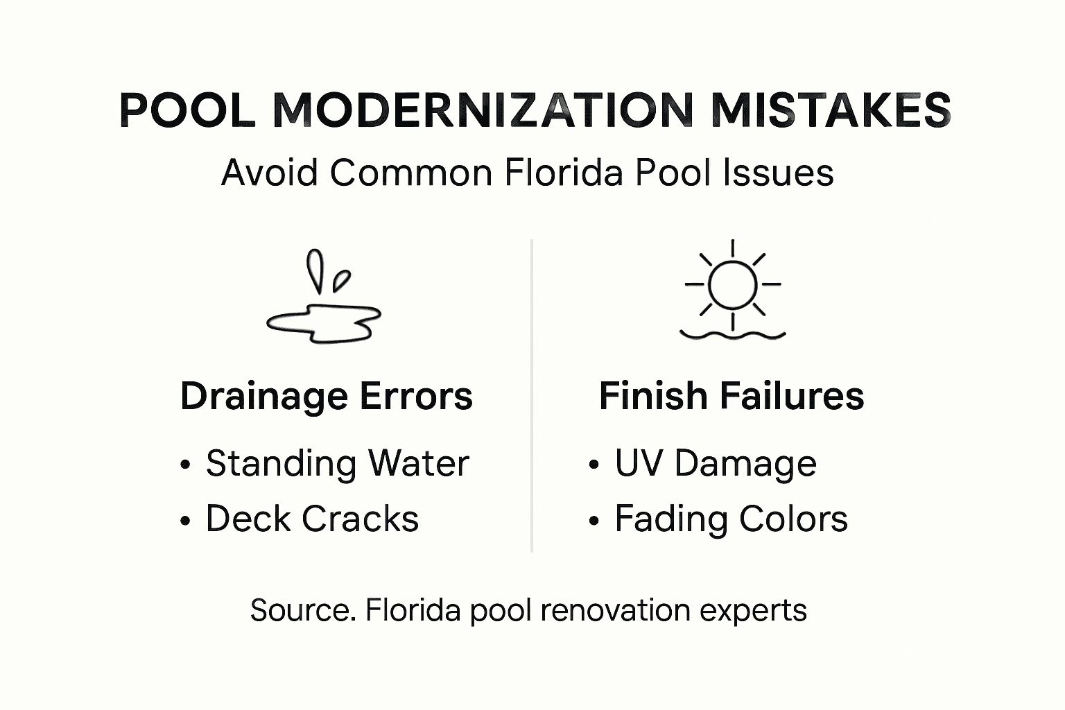 Infographic of common Florida pool remodeling mistakes