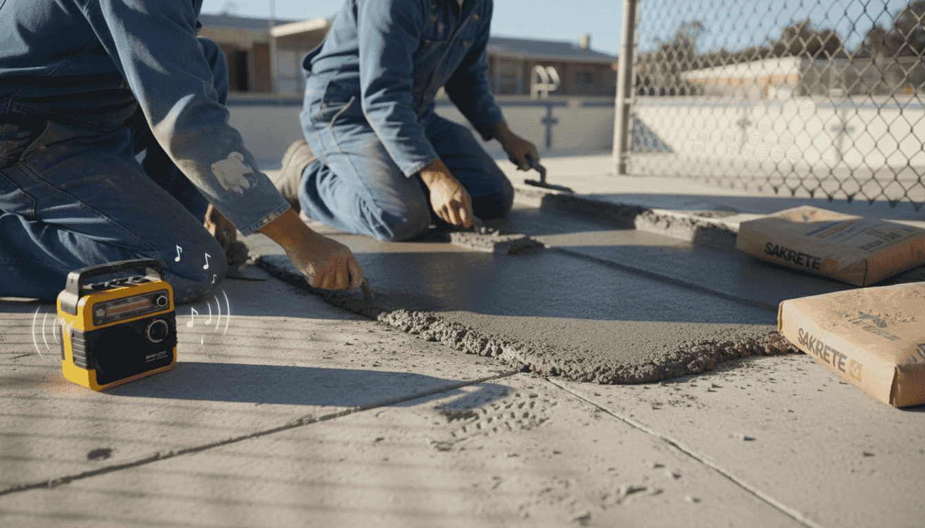 Applying concrete to commercial pool steps
