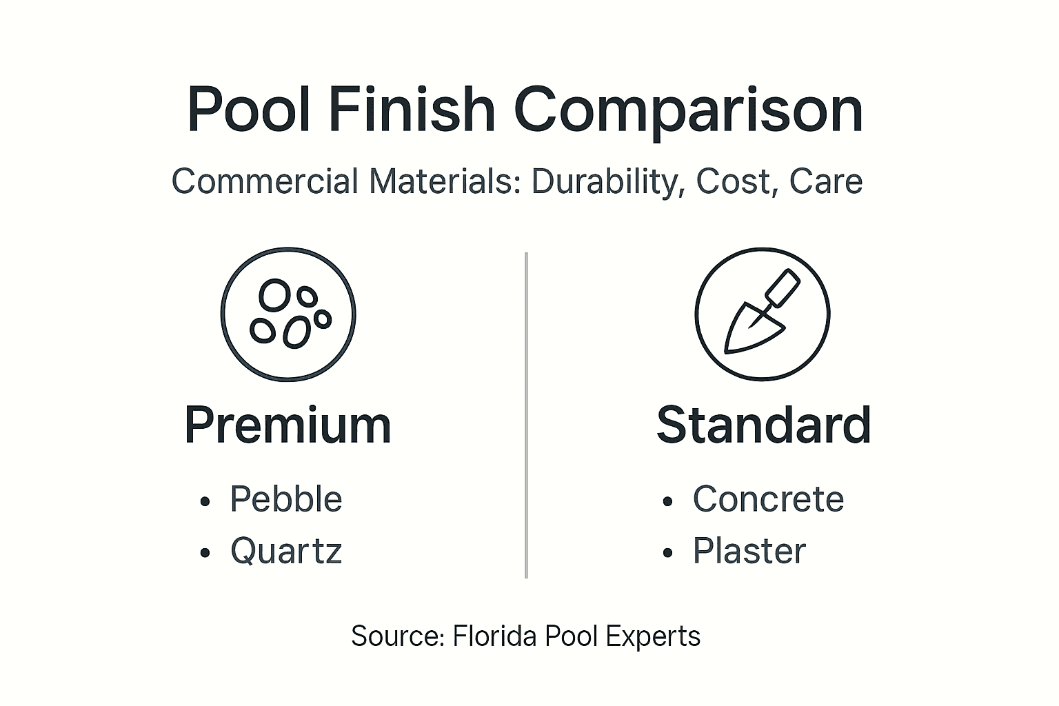 Infographic comparing pool resurfacing materials