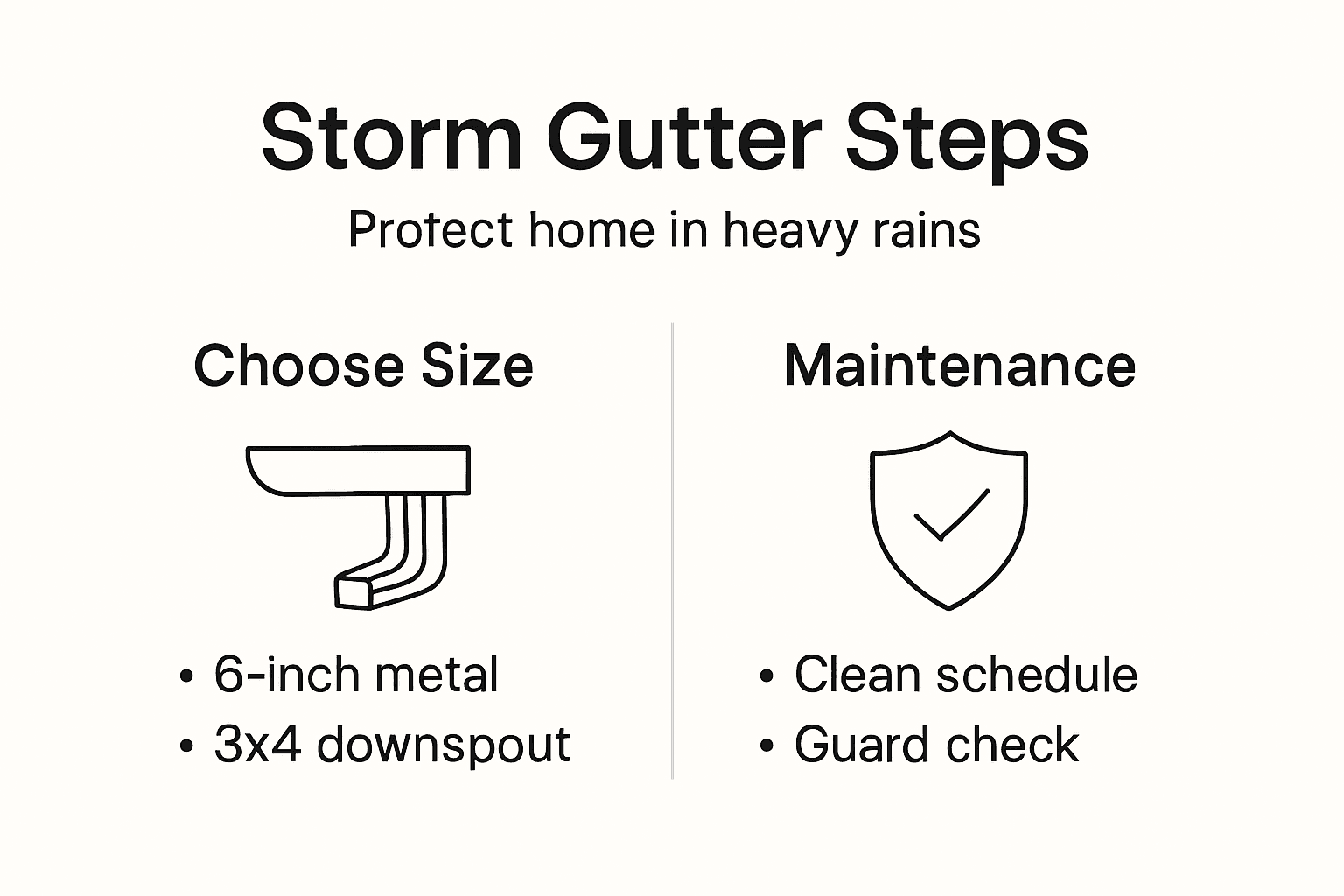 Infographic storm gutter steps and maintenance
