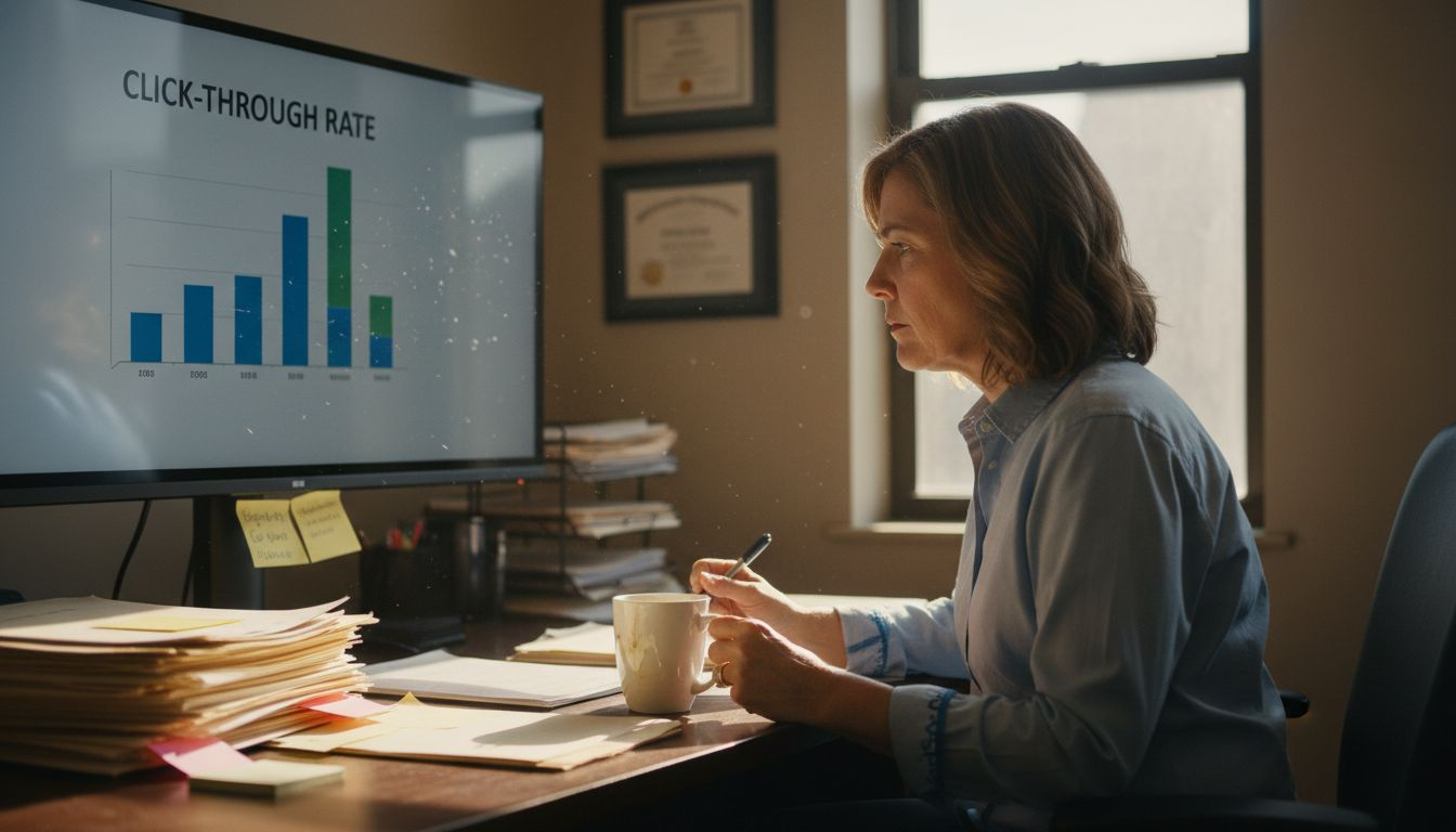 Contractor reviewing digital ad metrics