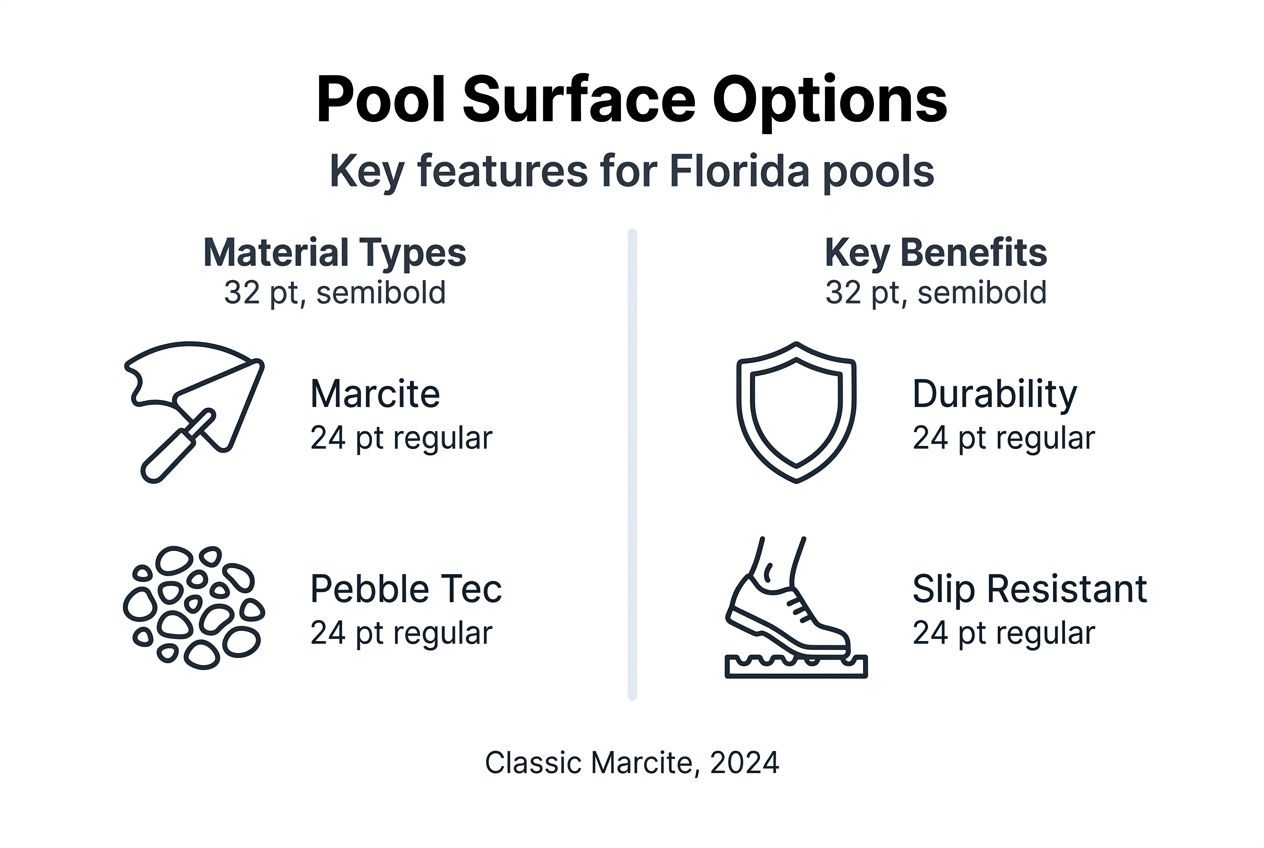 Infographic comparing main pool surface materials