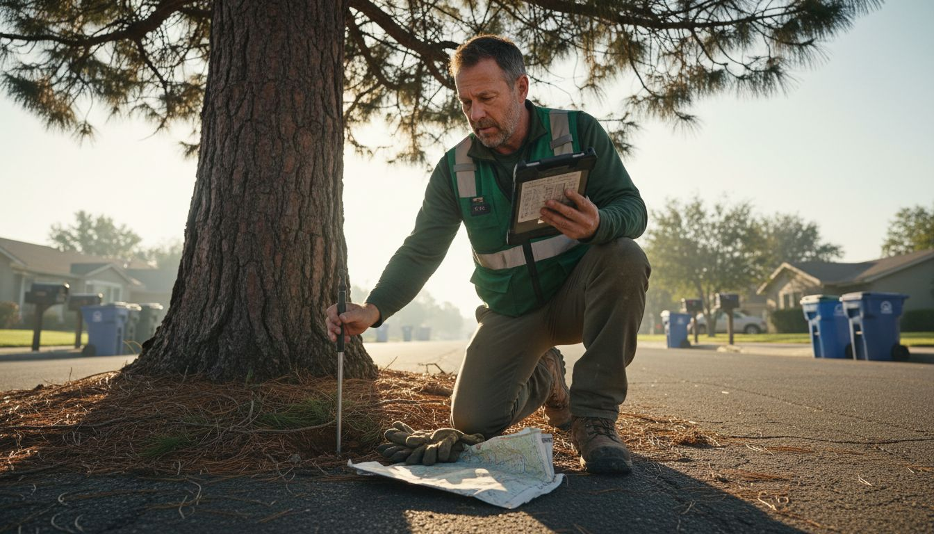 Certified arborist doing tree health assessment