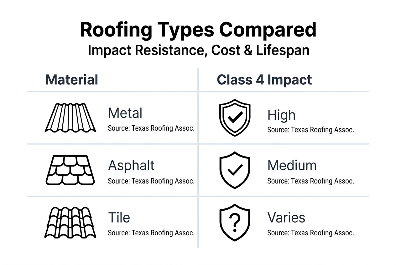 Infographic comparing roofing materials impact resistance