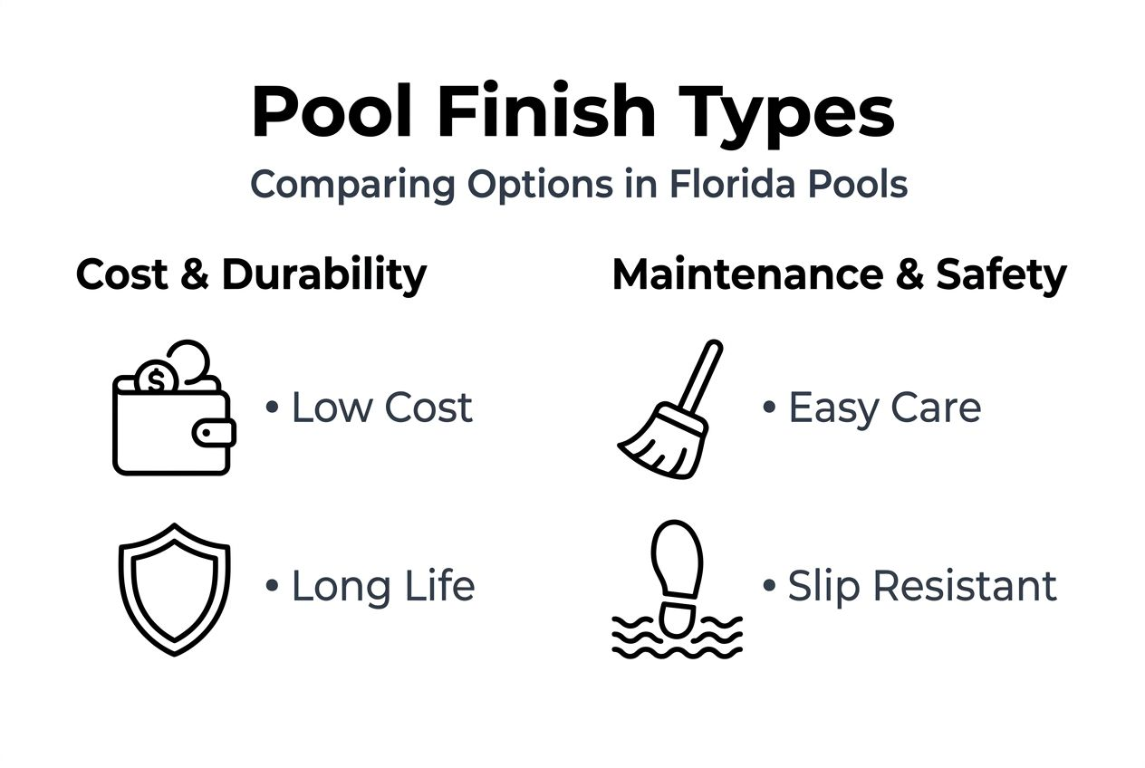 Infographic comparing pool finish types in Florida