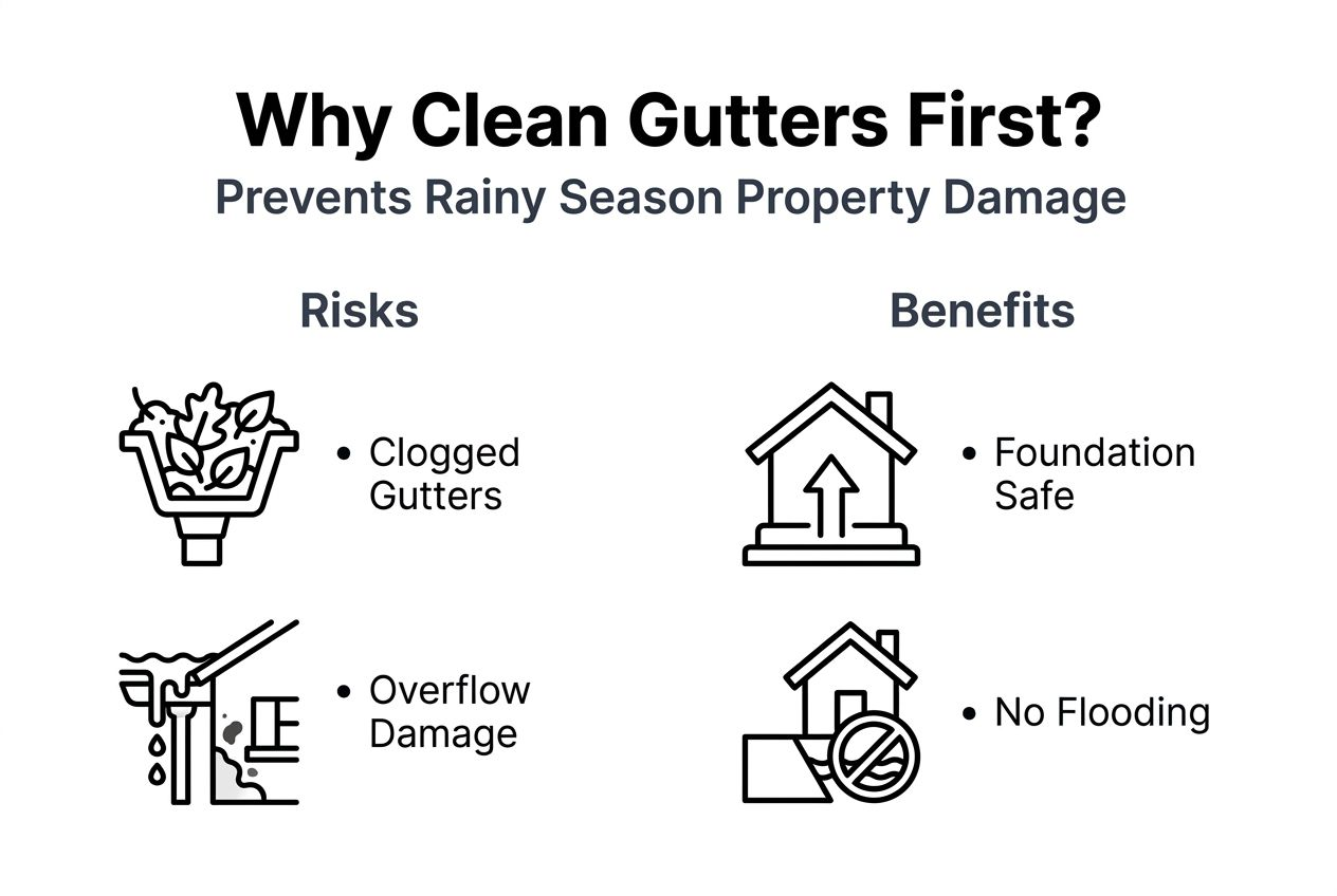 Infographic outlining risks and benefits of gutter cleaning