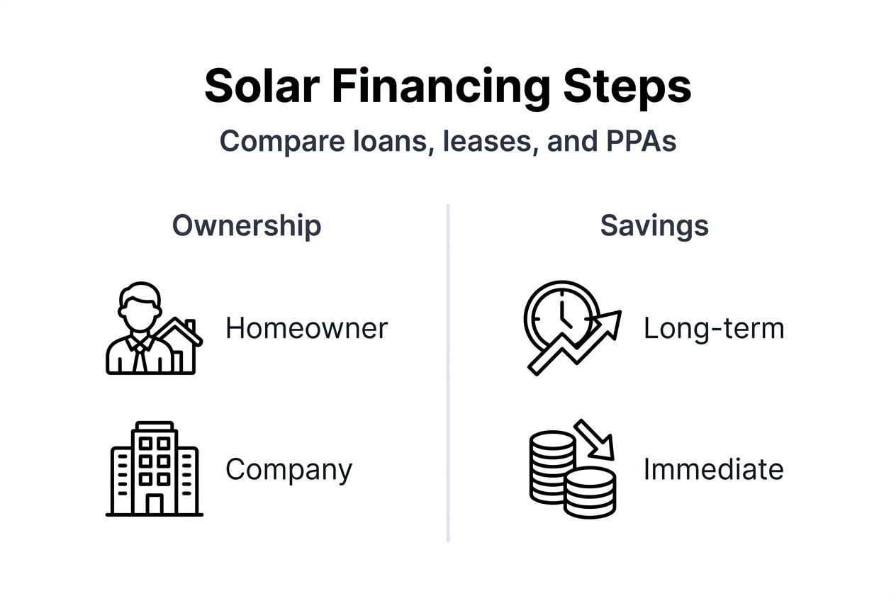 Step by step solar financing in Florida for homeowners 2026 2 Comparison infographic for solar financing options