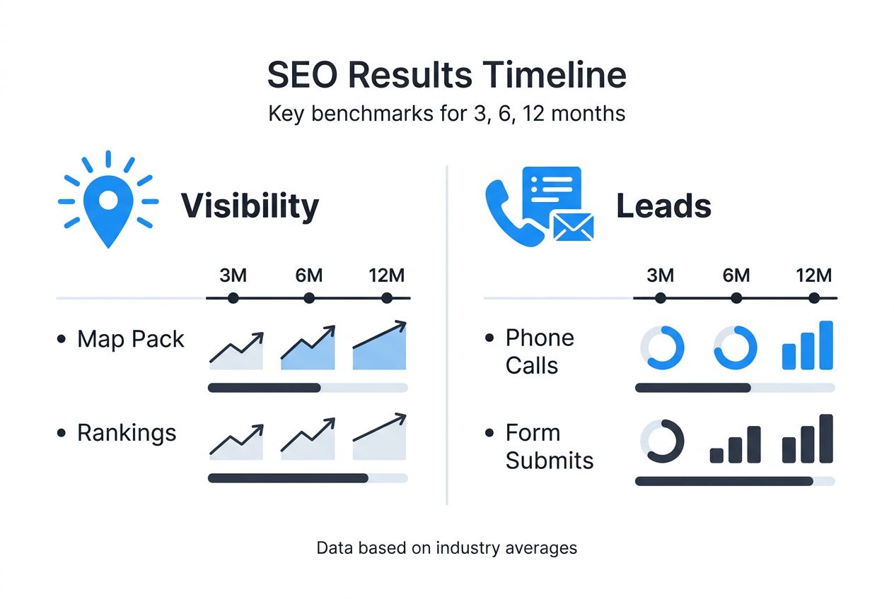 Infographic of SEO growth timelines and benchmarks