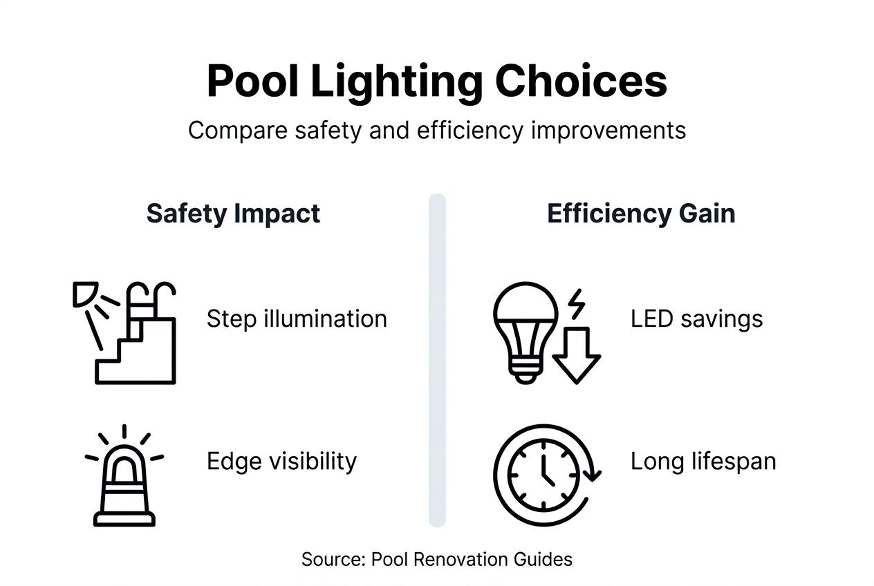 Infographic comparing pool lighting safety and efficiency