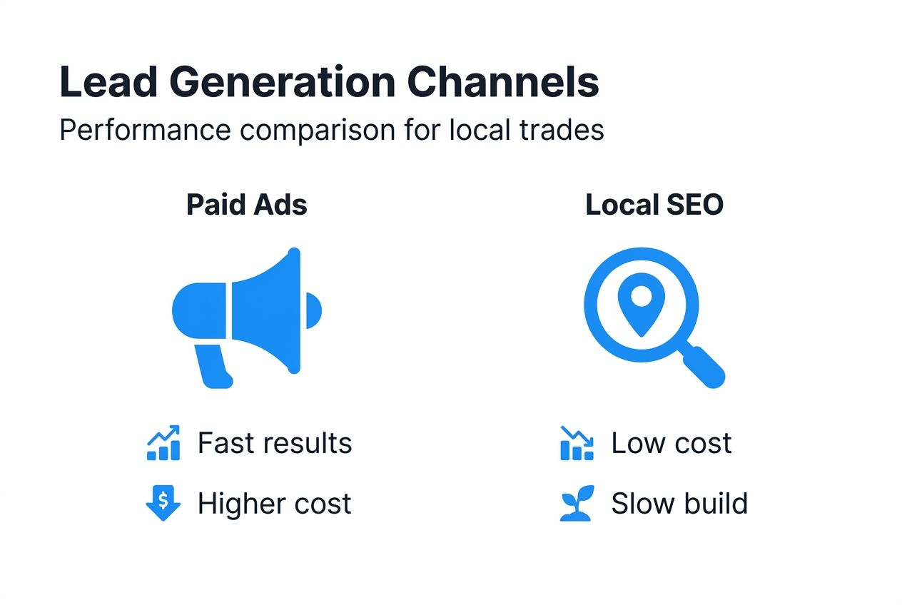 Infographic comparing paid ads and local SEO