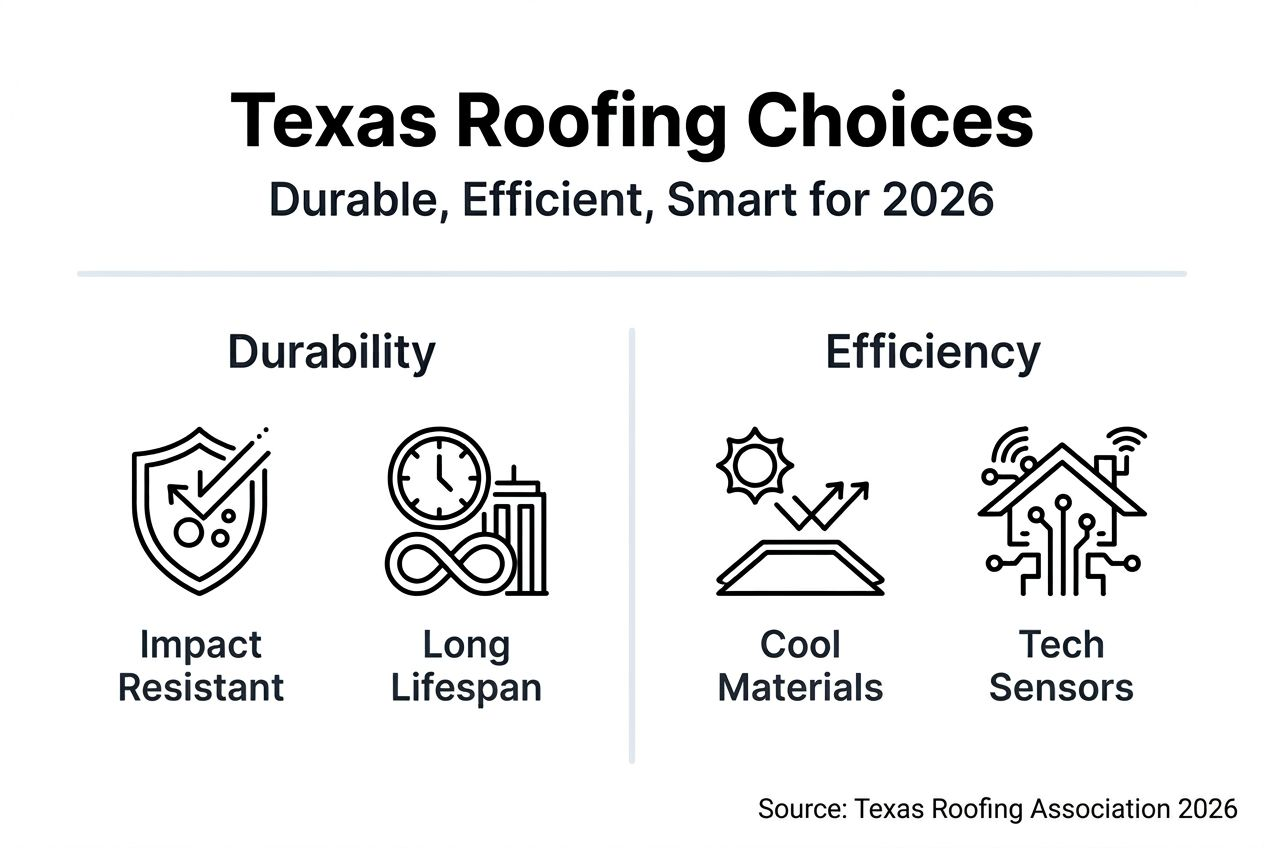 Infographic comparing Texas roofing material features
