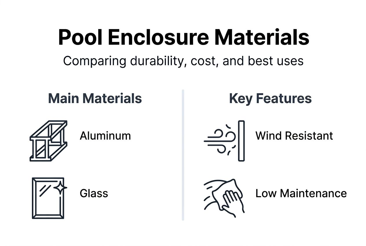 Infographic comparing pool enclosure materials