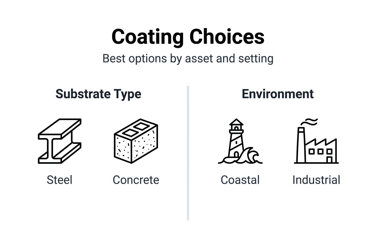 Infographic showing coating selection by asset type