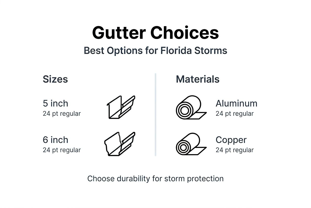 Infographic comparing gutter sizes and materials