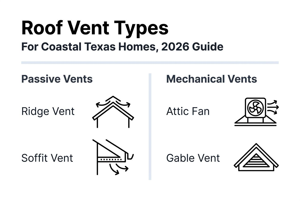 Infographic with roof vent types and categories