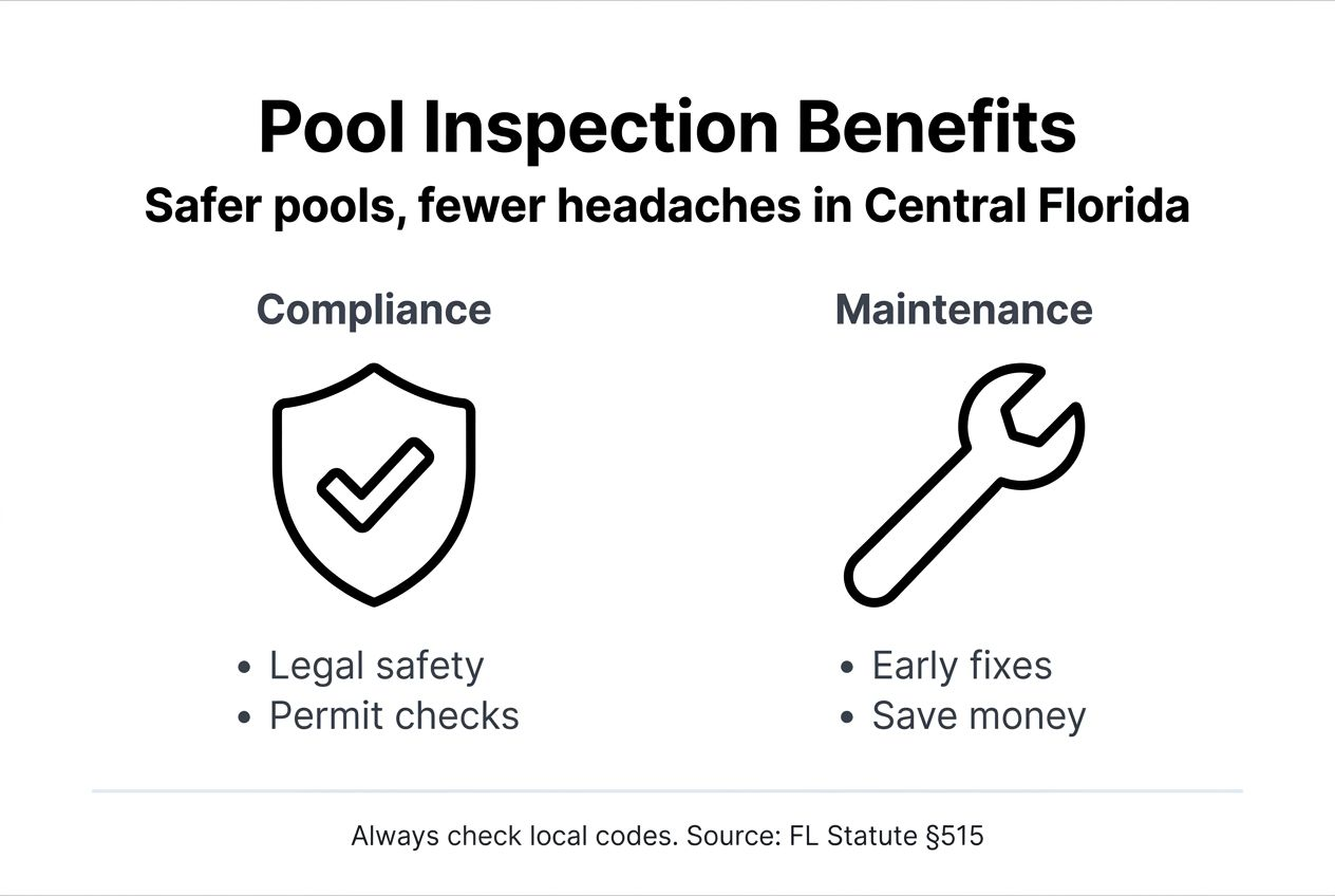Infographic showing benefits of regular pool inspections