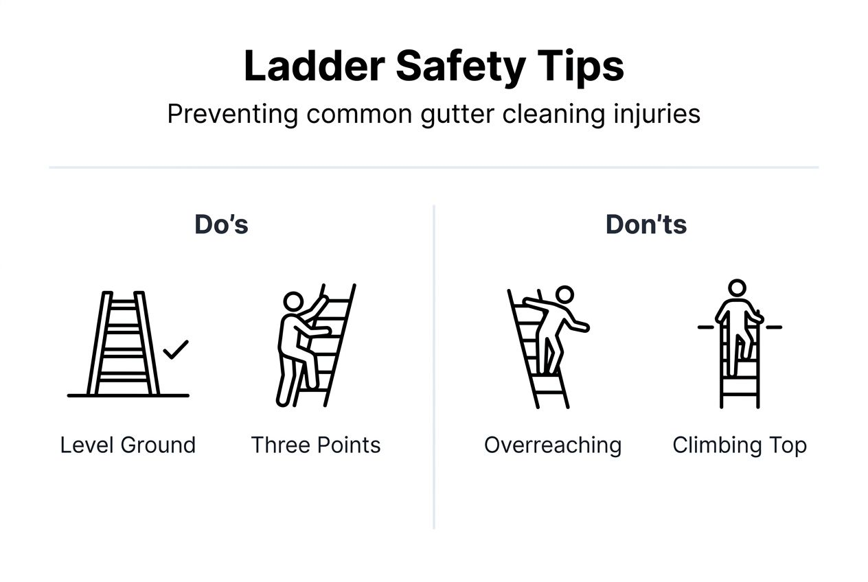 Infographic about gutter cleaning ladder safety do's and don'ts