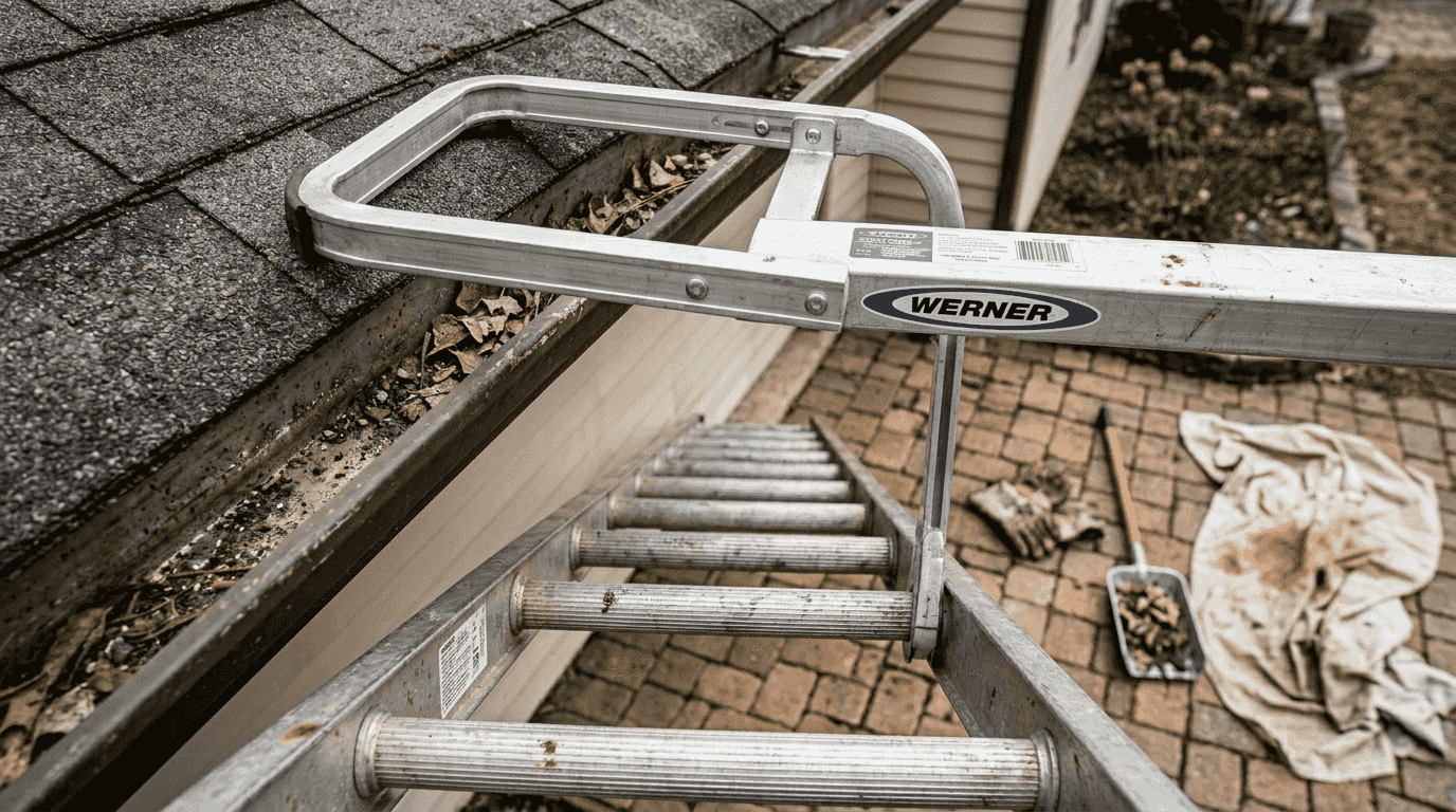 Ladder stabilizer attachment detail for safety