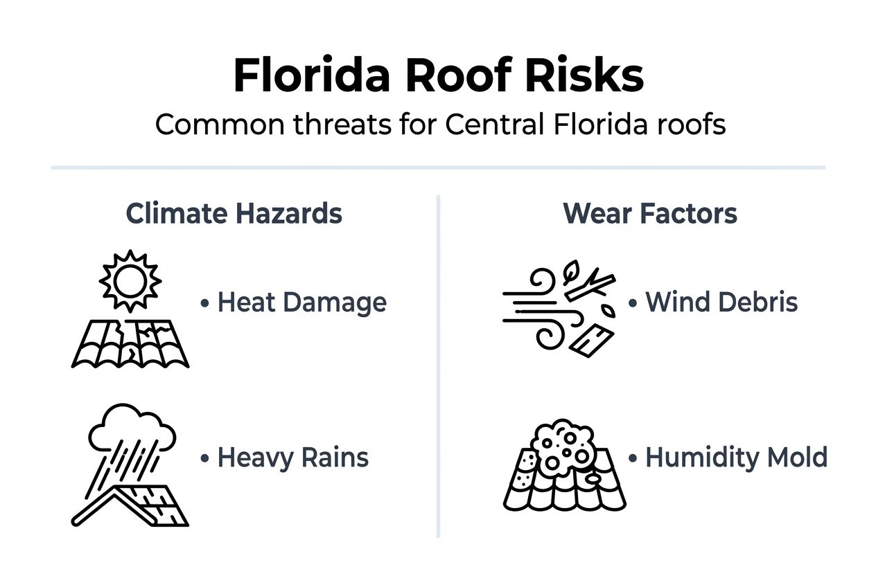 Infographic showing common Florida roof threats