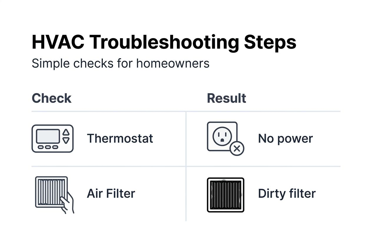 Infographic showing HVAC troubleshooting steps